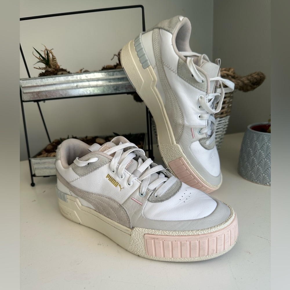 Puma Womens Cali Sports Mix 371202 02 White Running Shoes Sneakers Size 8.5